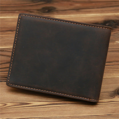 Brown Leather Mens Bifold Slim Wallet Front Pocket Wallet Cards Billfold Wallet for Men