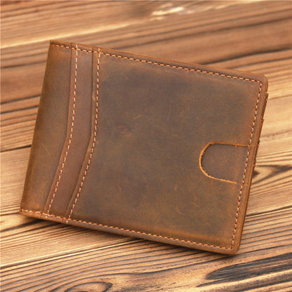 Coffee Leather Mens Bifold Slim Wallet Front Pocket Wallet Cards Billfold Wallet for Men