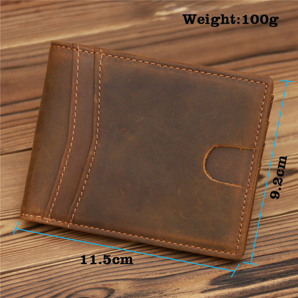 Brown Leather Mens Bifold Slim Wallet Front Pocket Wallet Cards Billfold Wallet for Men