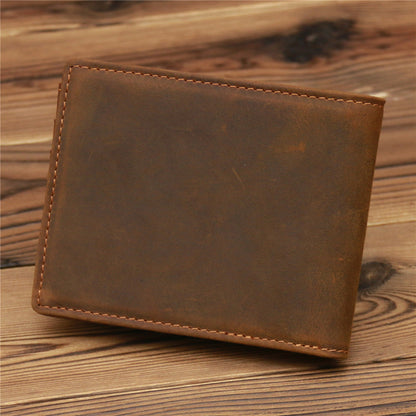 Coffee Leather Mens Bifold Slim Wallet Front Pocket Wallet Cards Billfold Wallet for Men