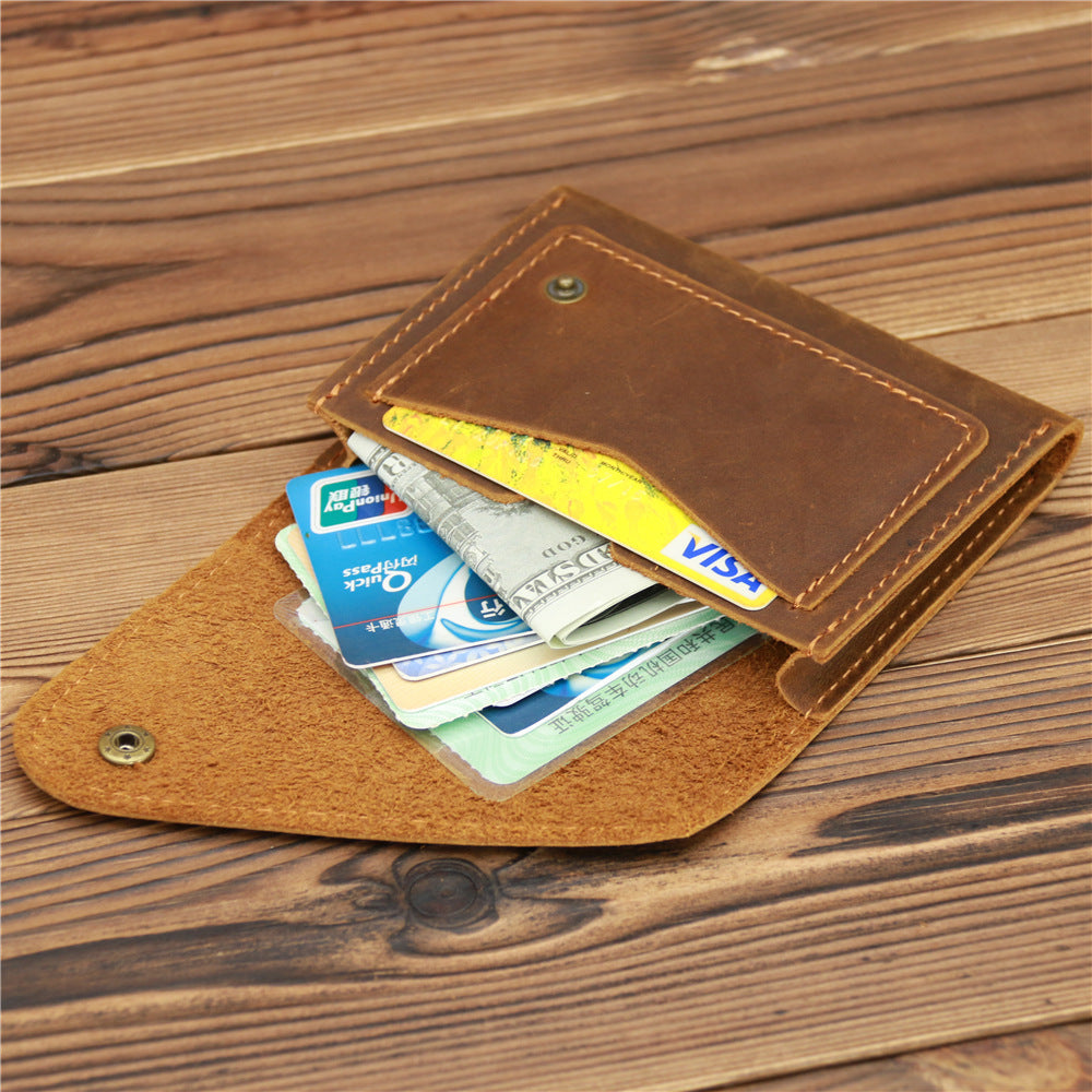 Brown Leather Mens Front Pocket Wallet Coin Wallet Slim Wallet for Men