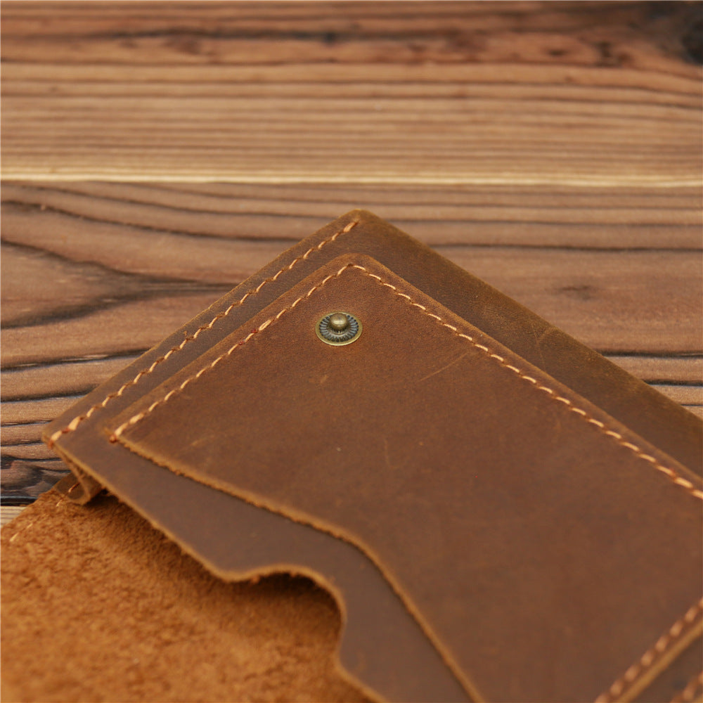 Brown Leather Mens Front Pocket Wallet Coin Wallet Slim Wallet for Men