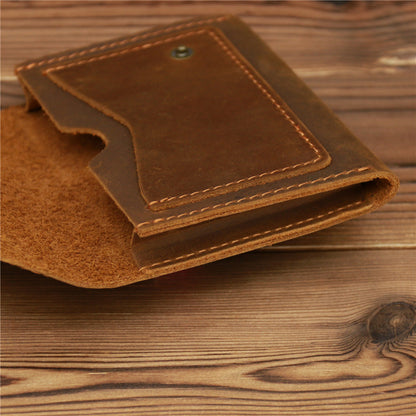 Brown Leather Mens Front Pocket Wallet Coin Wallet Slim Wallet for Men