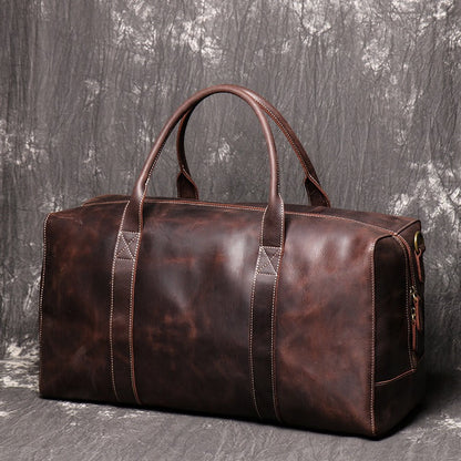 Coffee Leather Mens Large Travel Bag Weekender Bag Large Duffle Bag Overnight Bag Travel Bag for Men