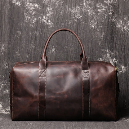 Coffee Leather Mens Large Travel Bag Weekender Bag Large Duffle Bag Overnight Bag Travel Bag for Men