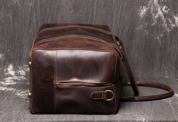 Coffee Leather Mens Large Travel Bag Weekender Bag Large Duffle Bag Overnight Bag Travel Bag for Men