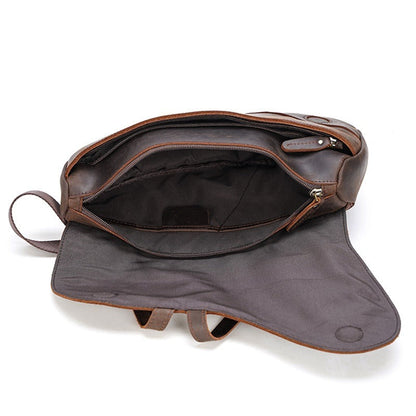 Coffee Leather Sling Backpack Men's Sling Bag Unique Chest Bag One shoulder Backpack For Men