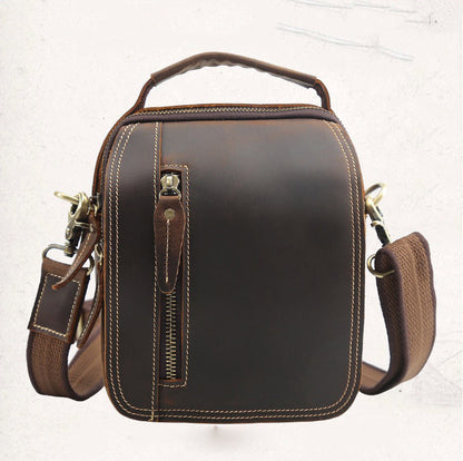 Coffee Leather Small Side Bag Belt Pouch Mens Waist Bag Shoulder Bag for Men