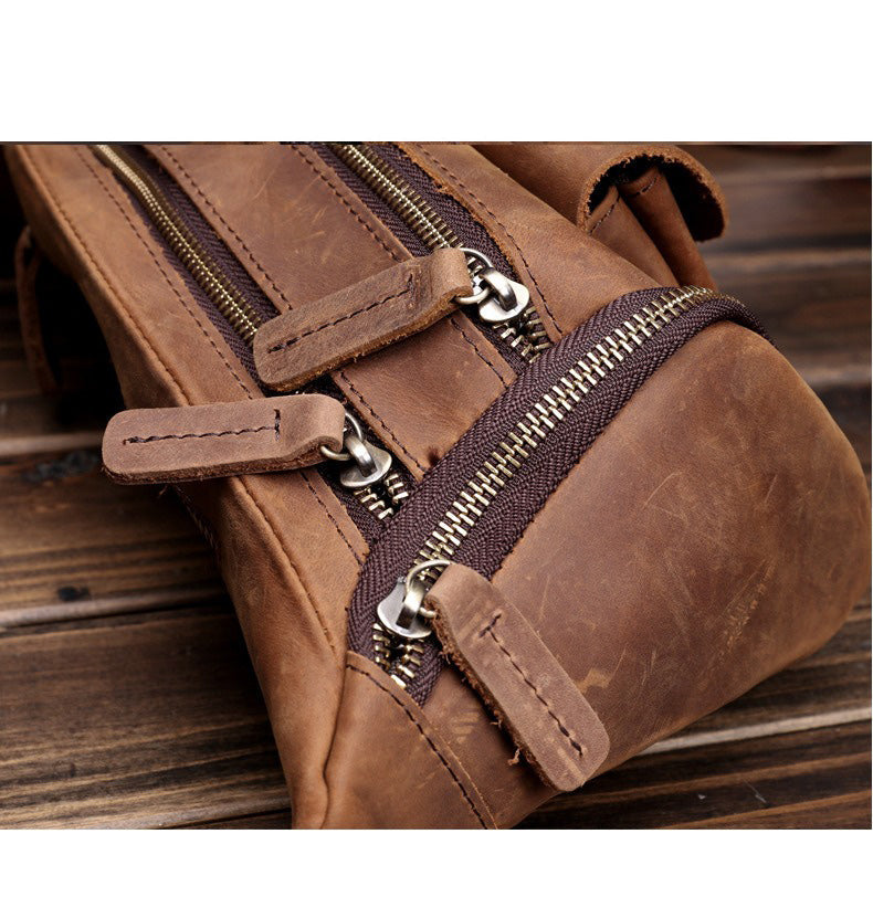 Coffee Leather Waist Bags Mens Fanny Packs Hip Packs Sling Bags Sling Pack for Men