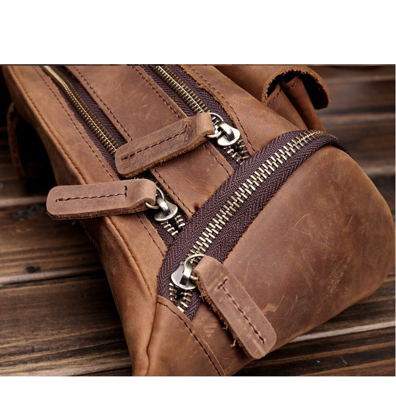 Tan Leather Waist Bags Mens Fanny Packs Hip Packs Sling Bags Sling Pack for Men