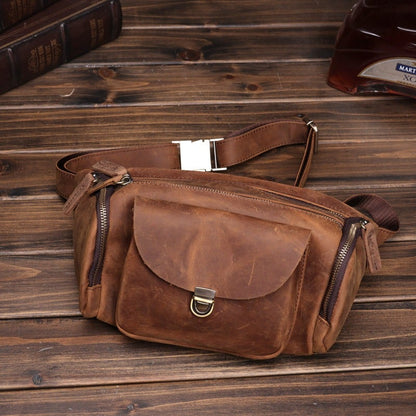 Tan Leather Waist Bags Mens Fanny Packs Hip Packs Sling Bags Sling Pack for Men