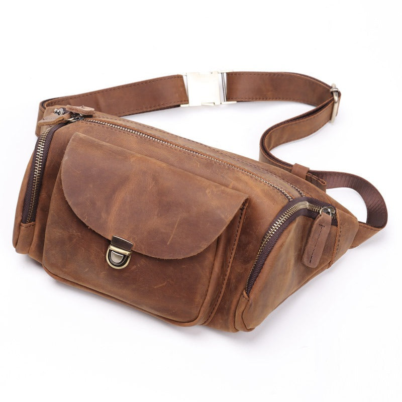 Coffee Leather Waist Bags Mens Fanny Packs Hip Packs Sling Bags Sling Pack for Men