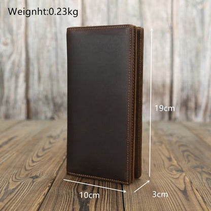 Coffee Vintage Clutch Wallet Leather Mens Bifold Long Biker Wallet For Men