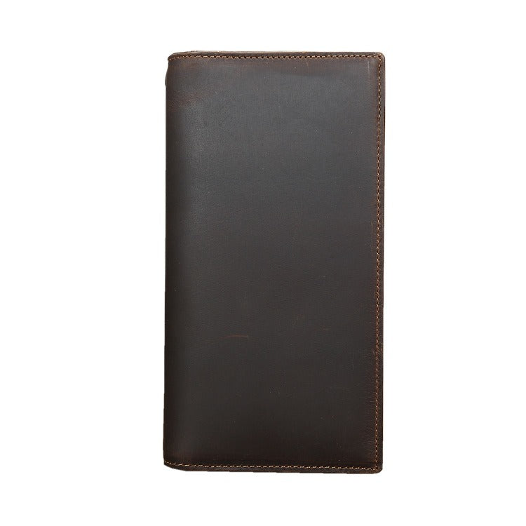 Coffee Vintage Clutch Wallet Leather Mens Bifold Long Biker Wallet For Men