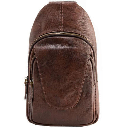 Coffee Leather Mens Sling Bag Sling Shoulder Bags Sling Backpacks for men