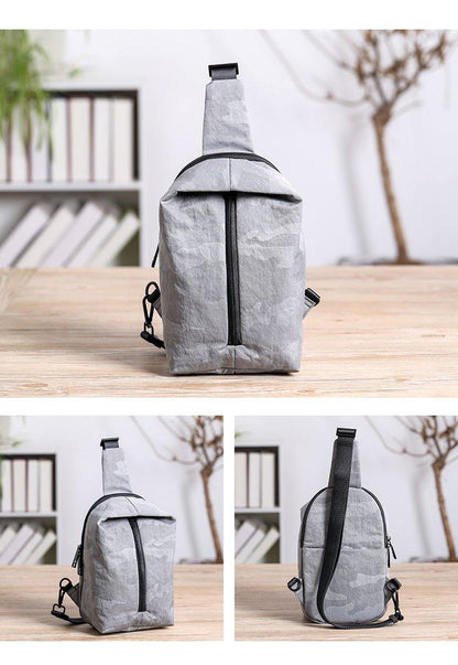 Cool Black Nylon Men's Sling Bag Camouflage Chest Bag Nylon One shoulder Backpack Sports Bag For Men