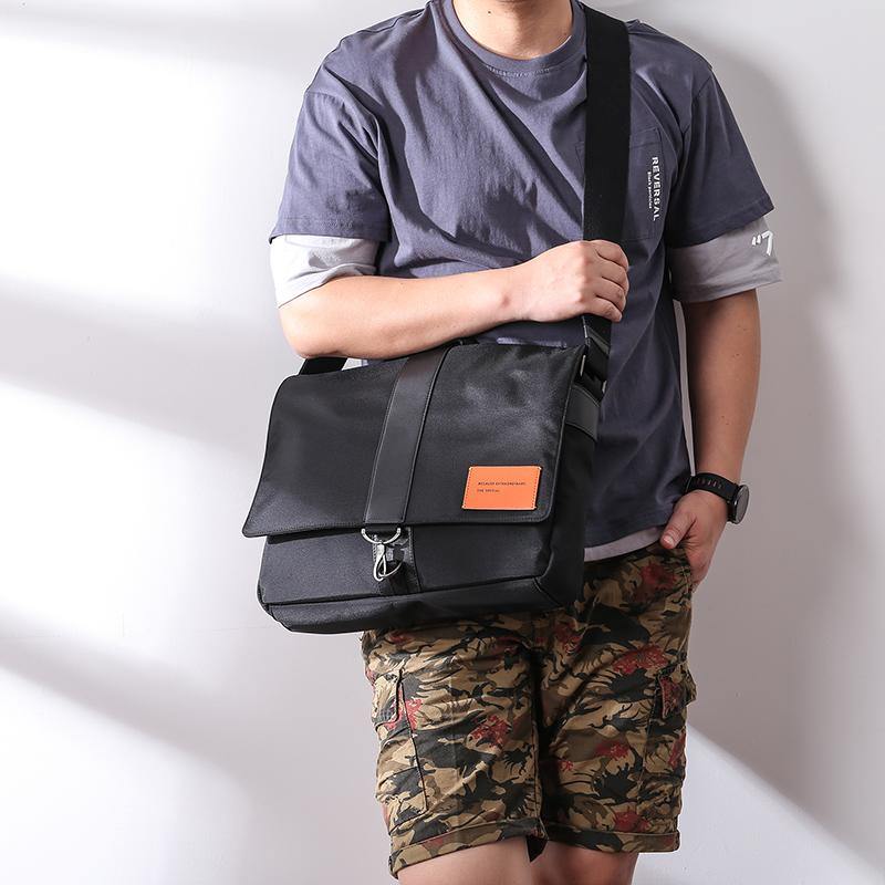 Cool Black Nylon MENS Waterproof Laptop Bag Black Nylon Messenger Bag Courier Bag For Men