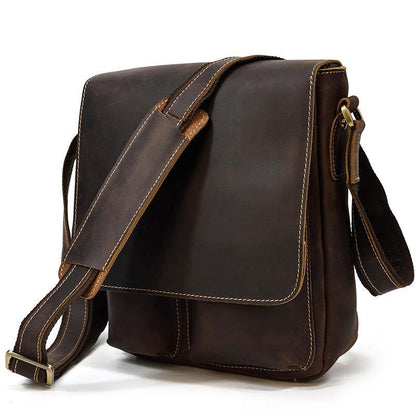 Cool Coffee LEATHER MENS 10 inches Vertical iPAD BAG COURIER BAG Brown MESSENGER BAG FOR MEN