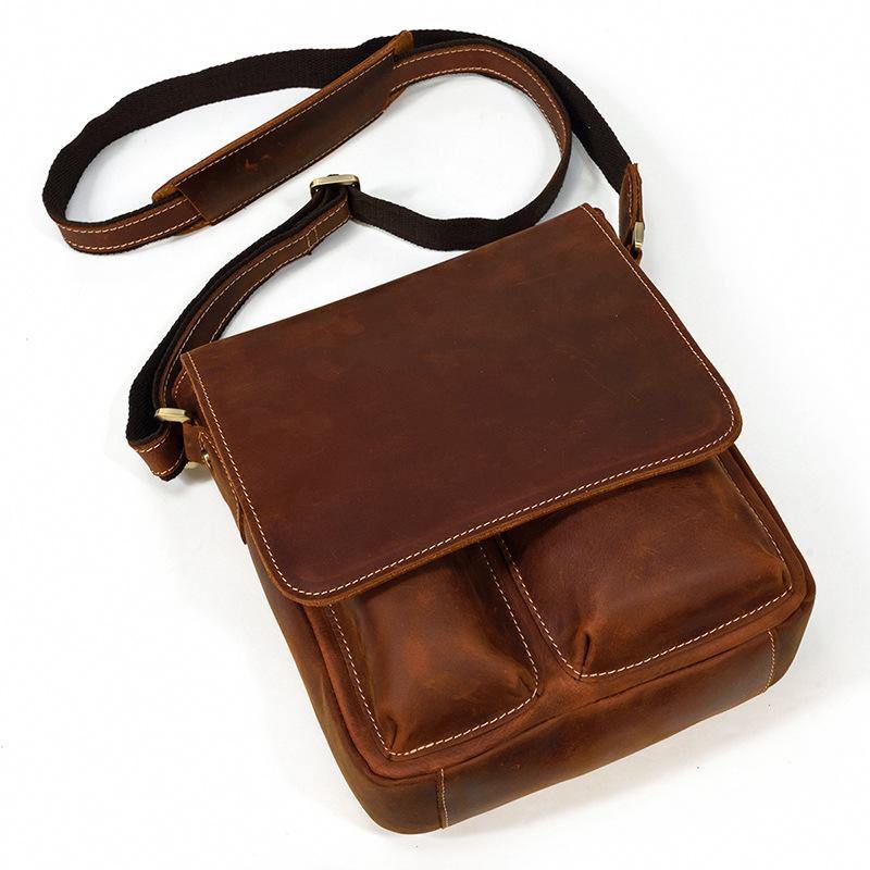 Cool Coffee LEATHER MENS 10 inches Vertical iPAD BAG COURIER BAG Brown MESSENGER BAG FOR MEN