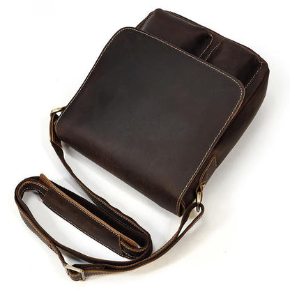 Cool Coffee LEATHER MENS 10 inches Vertical iPAD BAG COURIER BAG Brown MESSENGER BAG FOR MEN