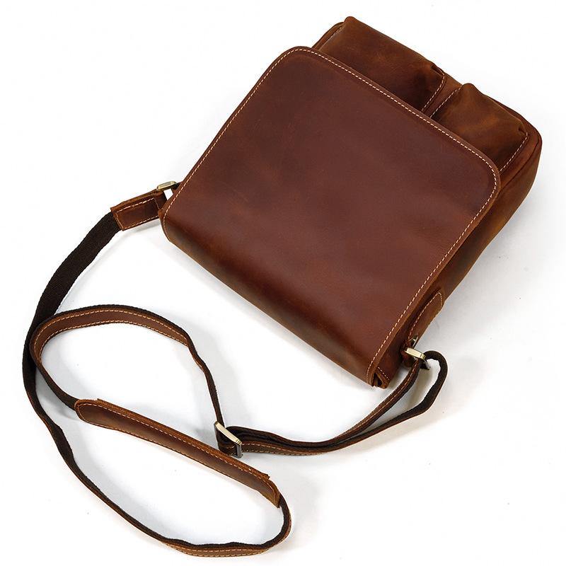 Cool Coffee LEATHER MENS 10 inches Vertical iPAD BAG COURIER BAG Brown MESSENGER BAG FOR MEN