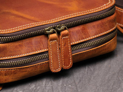 Cool Brown Leather Mens Ipad Vertical Side Bag Courier Bag Vertical Messenger Bag for Men