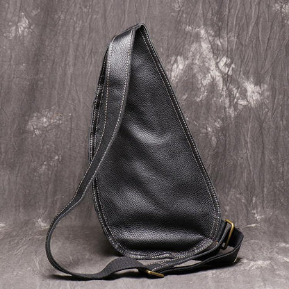 Cool Brown Leather Men's Sling Bag Sling Backpack Unique Sling Packs Sling Crossbody Pack For Men