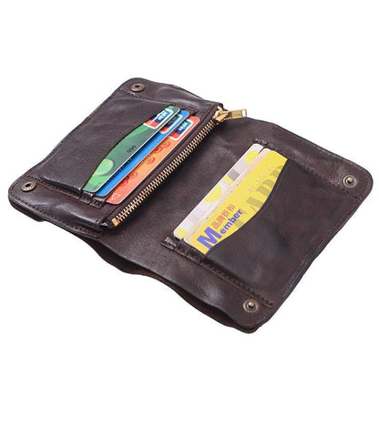 Cool Coffee Leather Mens Vertical Bifold Small Wallet Front Pocket Bifold billfold Wallet For Men