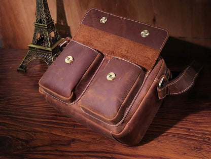 Vintage LEATHER MENS COURIER BAG Postman BAG SIDE BAG 10 inches MESSENGER BAG FOR MEN