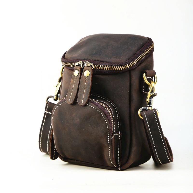 Leather Belt Pouch Men's Belt Bag Mini Shoulder Bag Waist Bag Mini Messenger Bag For Men