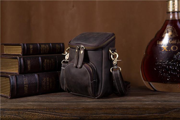 Leather Belt Pouch Men's Belt Bag Mini Shoulder Bag Waist Bag Mini Messenger Bag For Men