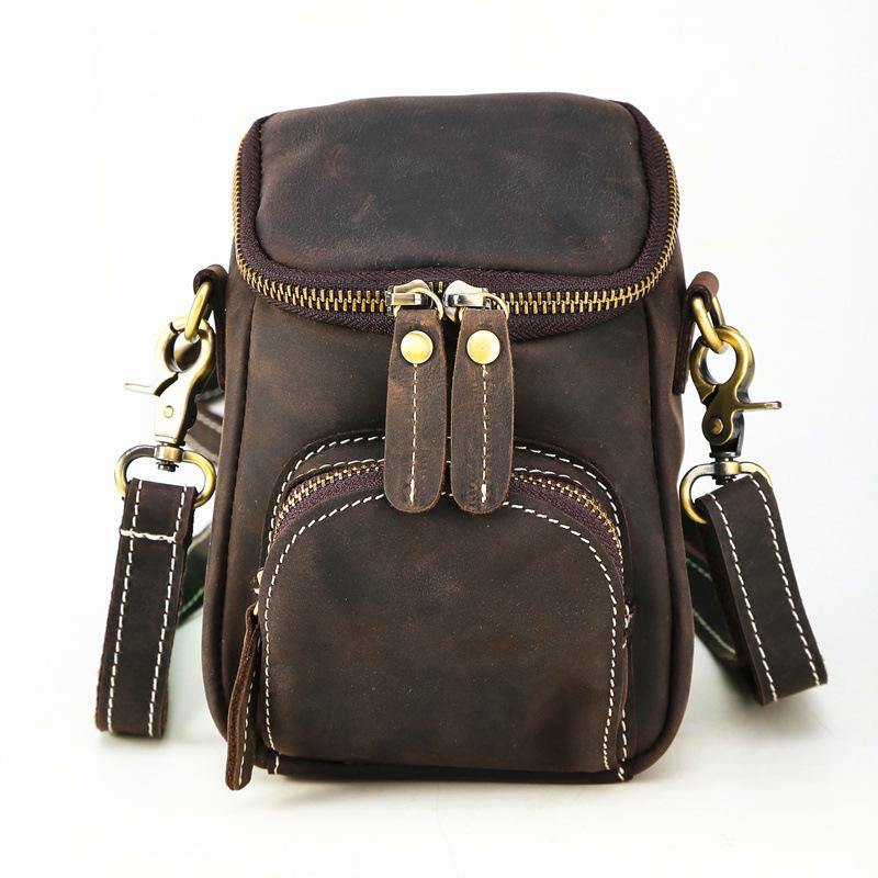 Leather Belt Pouch Men's Belt Bag Mini Shoulder Bag Waist Bag Mini Messenger Bag For Men