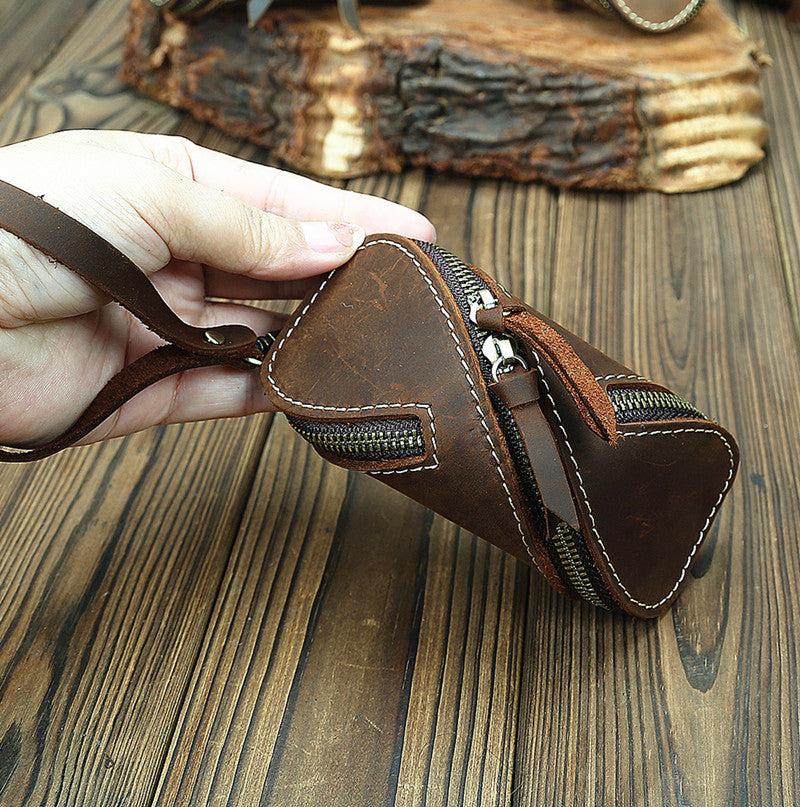 Cool Leather Key Holders Wallet Car Keys Wallet With Belt Loop Brown Zipper Key Wallets For Men