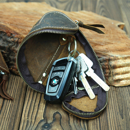 Cool Leather Key Holders Wallet Car Keys Wallet With Belt Loop Brown Zipper Key Wallets For Men