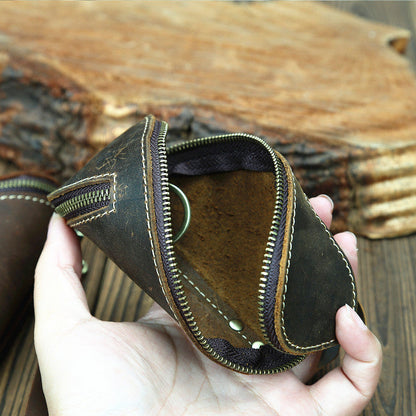 Cool Leather Key Holders Wallet Car Keys Wallet With Belt Loop Brown Zipper Key Wallets For Men