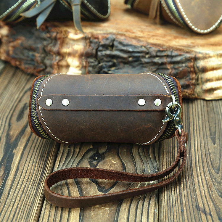 Cool Leather Key Holders Wallet Car Keys Wallet With Belt Loop Brown Zipper Key Wallets For Men