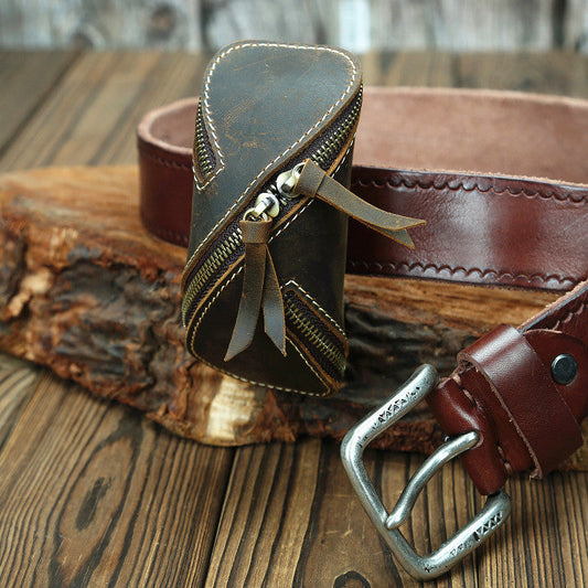 Cool Leather Key Holders Wallet Car Keys Wallet With Belt Loop Coffee Zipper Key Wallets For Men