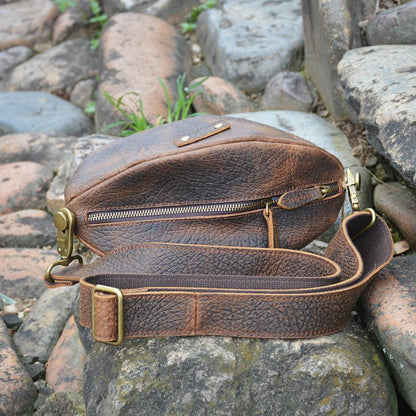 Black Leather Sling Bag Men's American Football Sling Backpack Unique Sling Crossbody Pack For Men