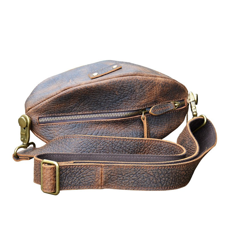 Cool Leather Men's American Football Sling Bag Sling Backpack Unique Sling Crossbody Pack For Men