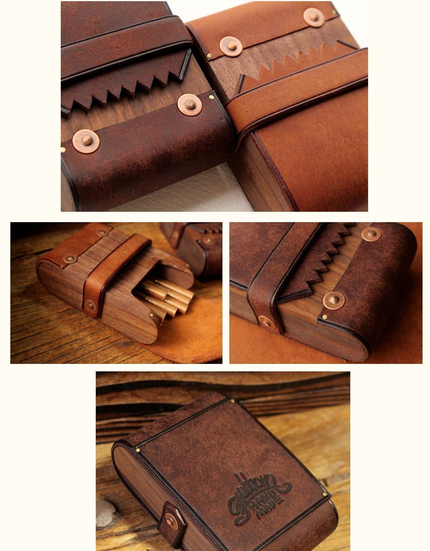 Cool Wooden Leather Mens 20pcs Cigarette Cases With Belt Loop Best Cigarette Holder Box for Men