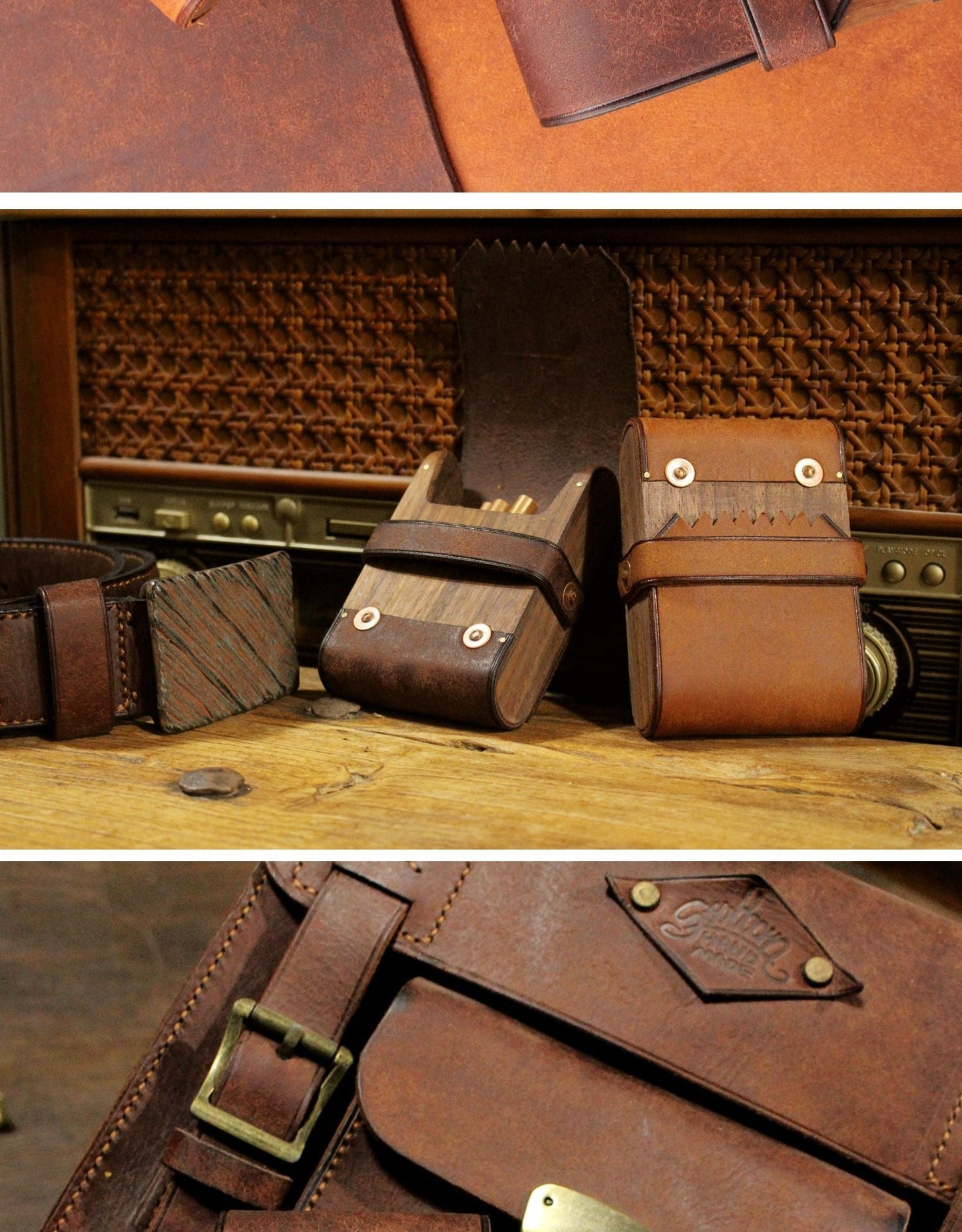 Cool Wooden Leather Mens 20pcs Cigarette Cases With Belt Loop Best Cigarette Holder Box for Men