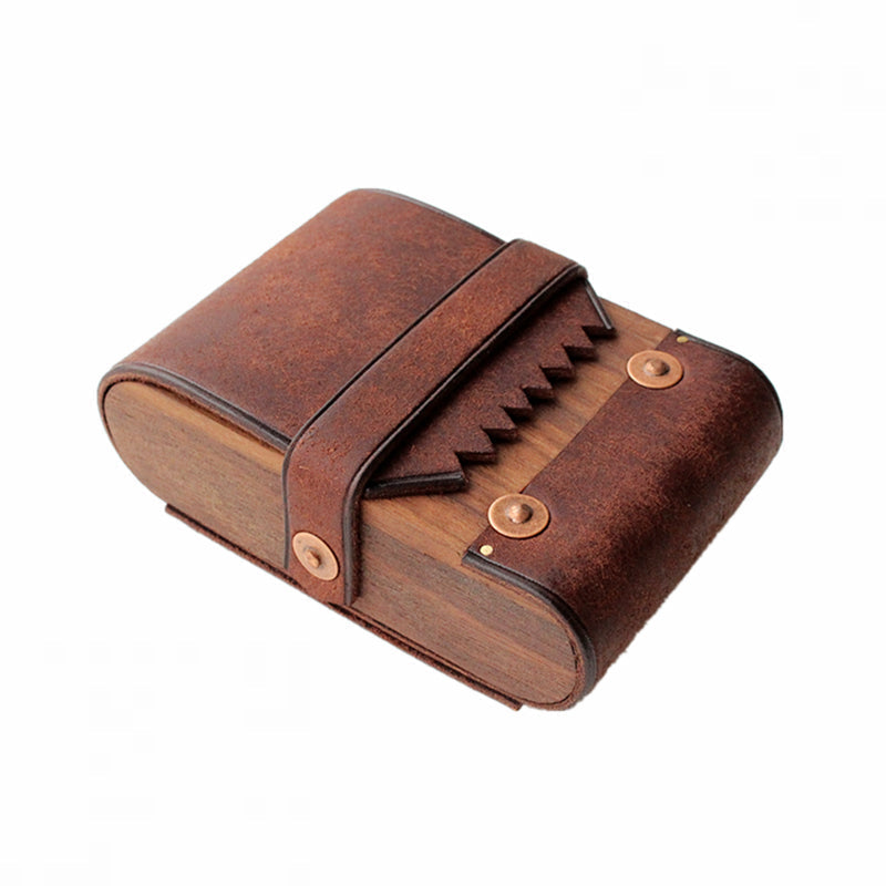 Cool Wooden Leather Mens 20pcs Cigarette Cases With Belt Loop Best Cigarette Holder Box for Men