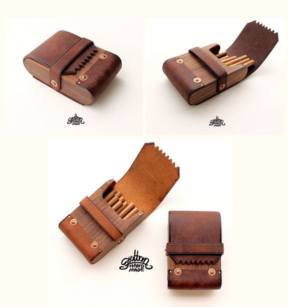 Cool Wooden Leather Mens 20pcs Cigarette Cases With Belt Loop Best Cigarette Holder Box for Men