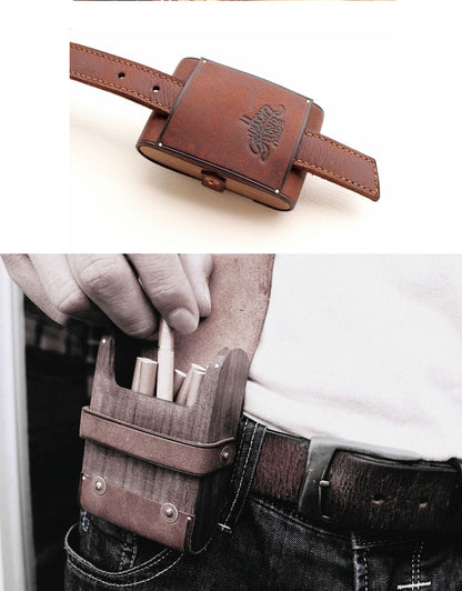 Cool Wooden Leather Mens 20pcs Cigarette Cases With Belt Loop Best Cigarette Holder Box for Men