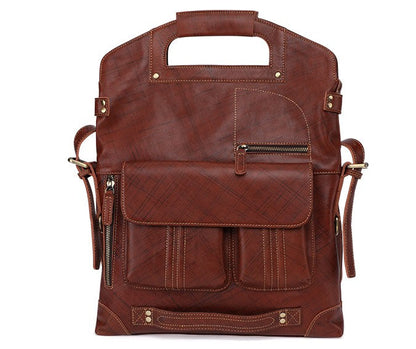 Cool 3-in-1 Brown Leather Mens Backpack Side Bag Laptop Handbag Backpack for Men