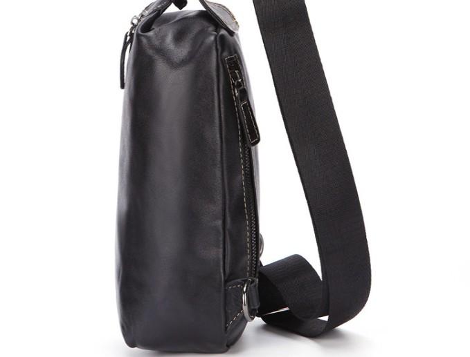 Cool Black Leather Chest Bag Sling Bag Crossbody Sling Bag Hiking Sling Bag For Men