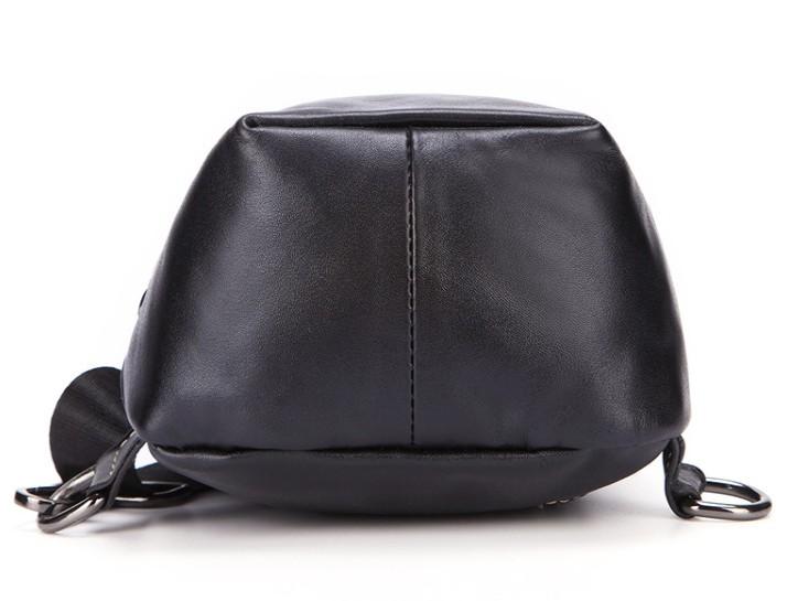 Cool Black Leather Chest Bag Sling Bag Crossbody Sling Bag Hiking Sling Bag For Men