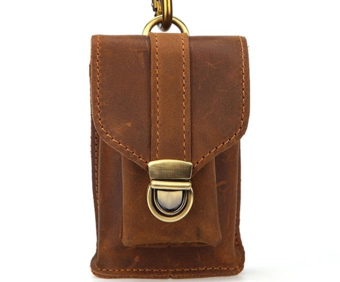 Cool Brown Leather Cigarette Case Belt Pouches BELT Cigarette Holder For Men