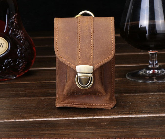 Cool Brown Leather Cigarette Case Belt Pouches BELT Cigarette Holder For Men