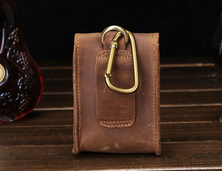 Cool Brown Leather Cigarette Case Belt Pouches BELT Cigarette Holder For Men